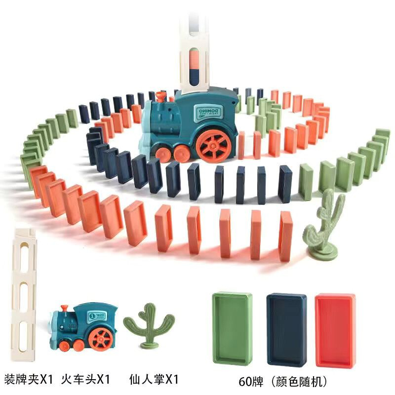 Mainan Edukasi Anak Kartu Domino Balok Otomatis Mainan Domino Train Mainan Kereta Domino