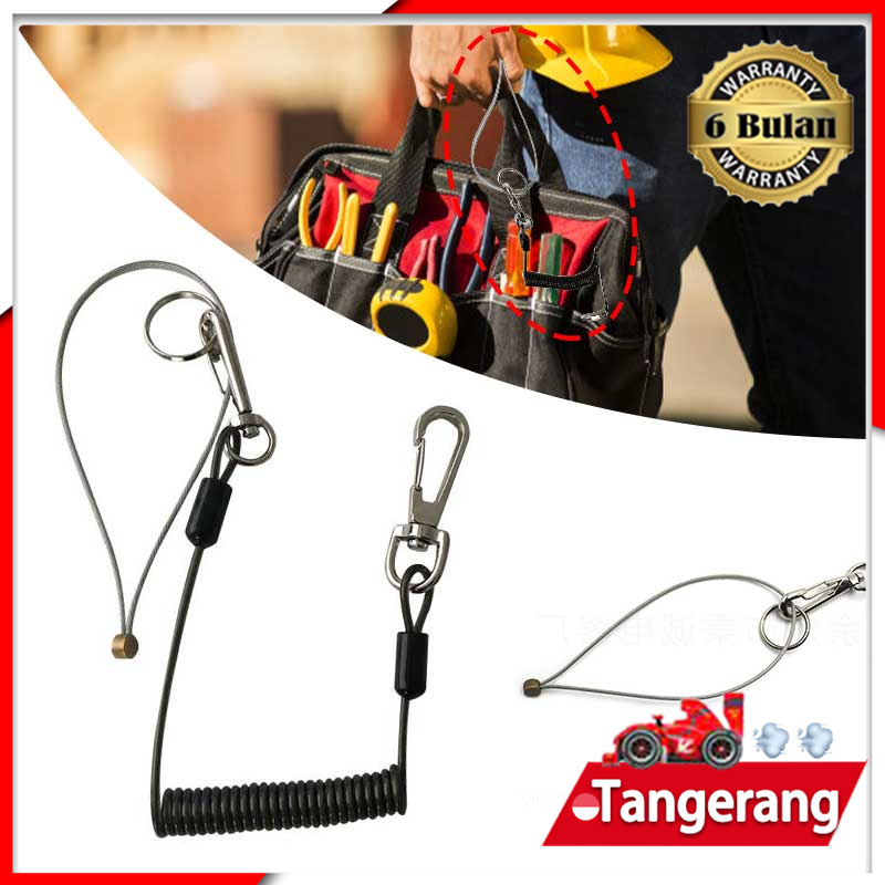 1.3m Safety Spring Hook Lanyard Safe Spring Hook Tool Lanyard Safety Gantungan Peralatan Safety Dilengkapi Dengan Dua Kait Logam