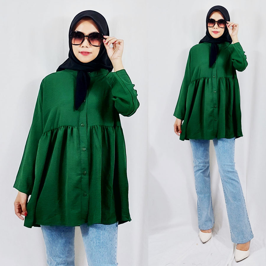 CARLINA DELIA TUNIK BLOUSE MATT CRINGKLE KATUN PREMIUM AIRFLOW JUMBO OVERSIZE