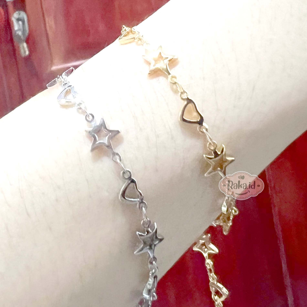 Gelang Tangan Wanita Dewasa Gelang Tangan Rantai Anti Karat Motif Bintang Love 1316
