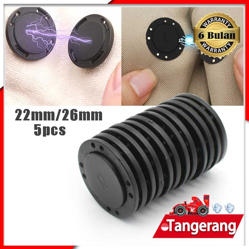 5Pasang/set Kancing Magnet Magnetic Apparel Bag Button Magnet Clothers Hitam 22mm/26mm