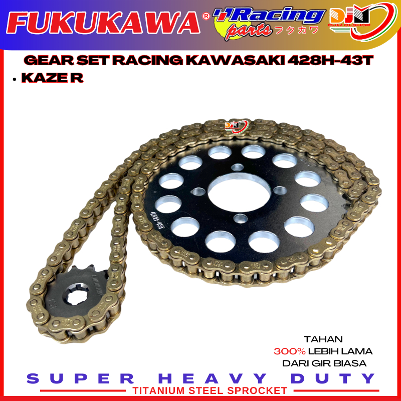 Gear Set Racing W175 Kaze R Rantai Warna Gold Model SSS Merk Fukukawa