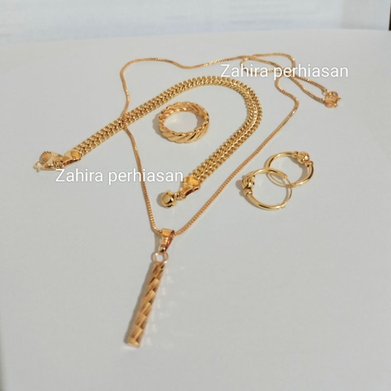 satu set perhiasan wanita motif tikar  emas 24K