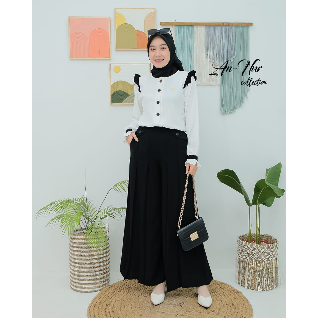 ATASAN SET CELANA KULOT ANNUR MODEL LUNA DAN CANDY ONESET LUCU TRENDY OOTD RETRO VINTAGE