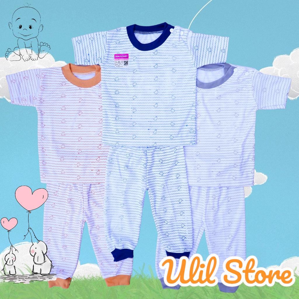 Setelan Baju Pendek Celana Panjang Bayi SNI 3-18 Bulan Seruni Baby Motif Cat walk