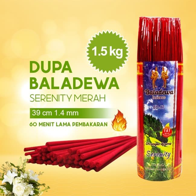 Dupa/ Hio Wangi Harum Baladewa 39 cm 1.5 Kg 1.4 mm Serenity merah