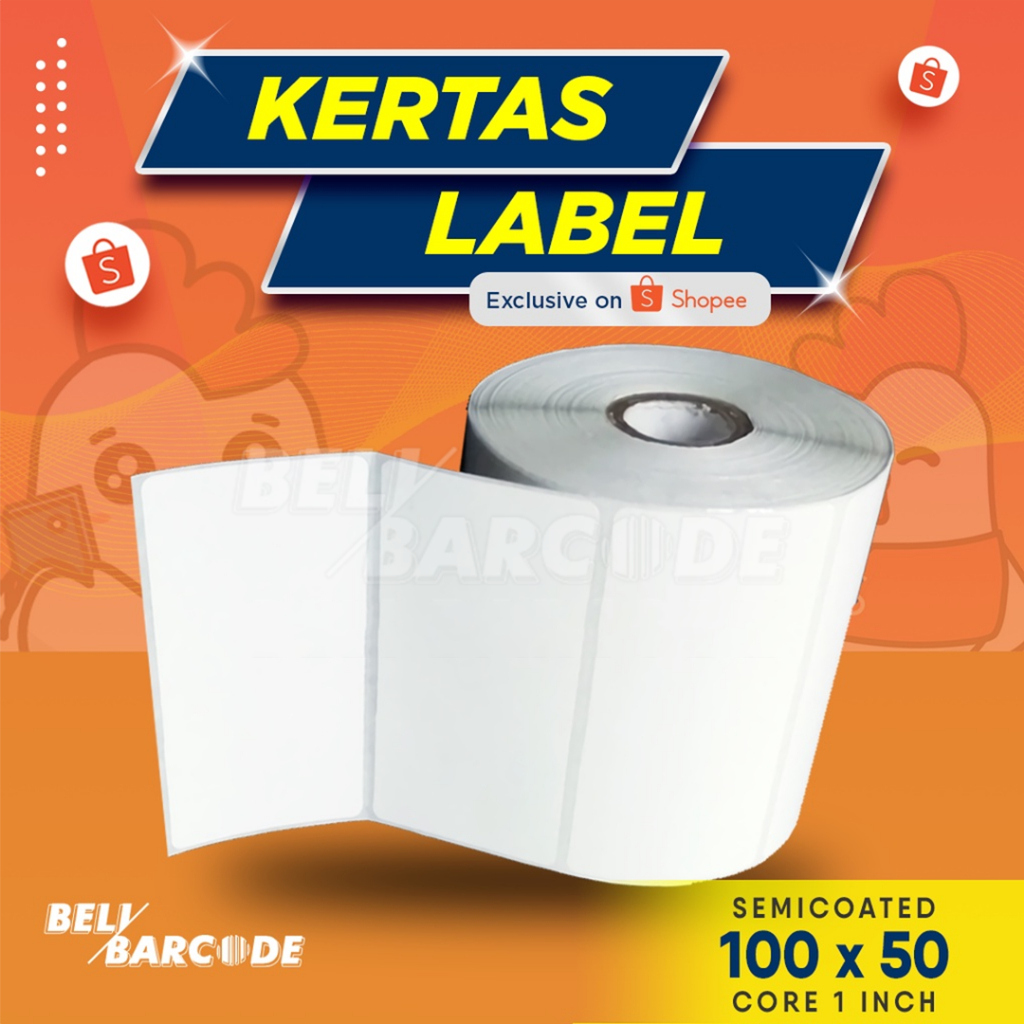 Stiker Label Semicoated 100 x 50 mm 1 Line isi 1000 Pcs Cetak Resi