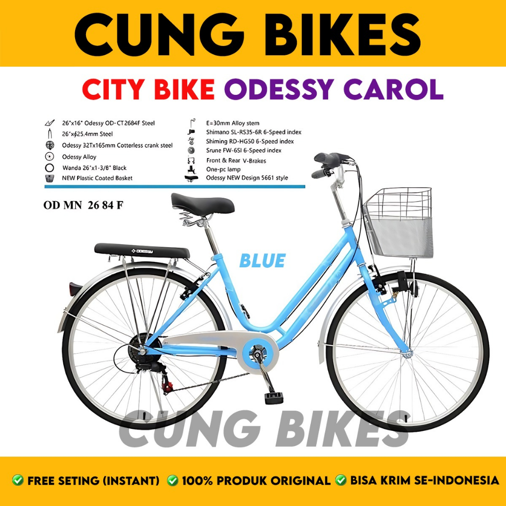 Sepeda Odessy Mini City Bike 26 Inch CAROL Keranjang uk. 6 speed