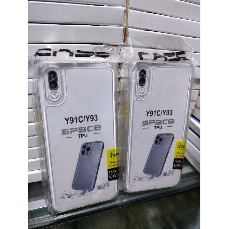 Softcase Vivo Y91C Vivo Y93 Tampa Lubang Fencer Lubang 3 Silikon Casing Case Bening Transparan Pelindung Camera