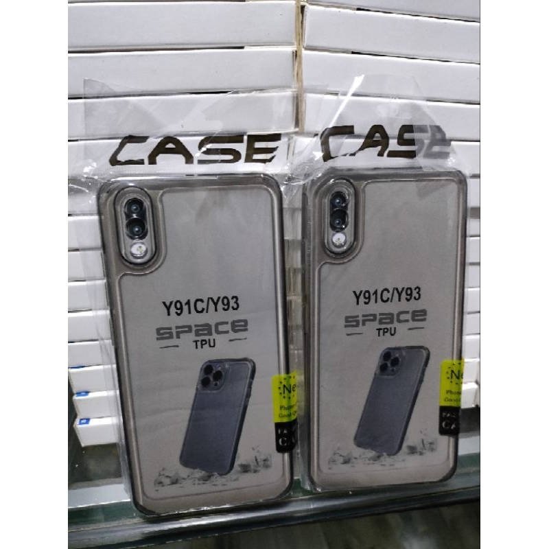 Softcase Vivo Y93 Tampa Lubang Fencer Vivo Y91C Lubang 3 Silikon Casing Case Clear Hitam Transparan Pelindung Camera