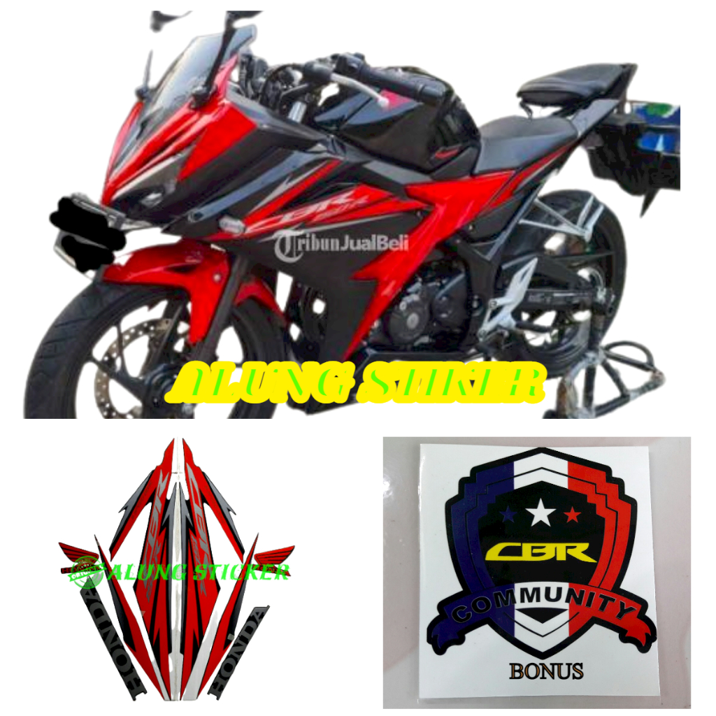 STIKER STRIPING LIS LES BODY MOTOR HONDA CBR 150R 2017 HITAM-MERAH 1SET STANDAR