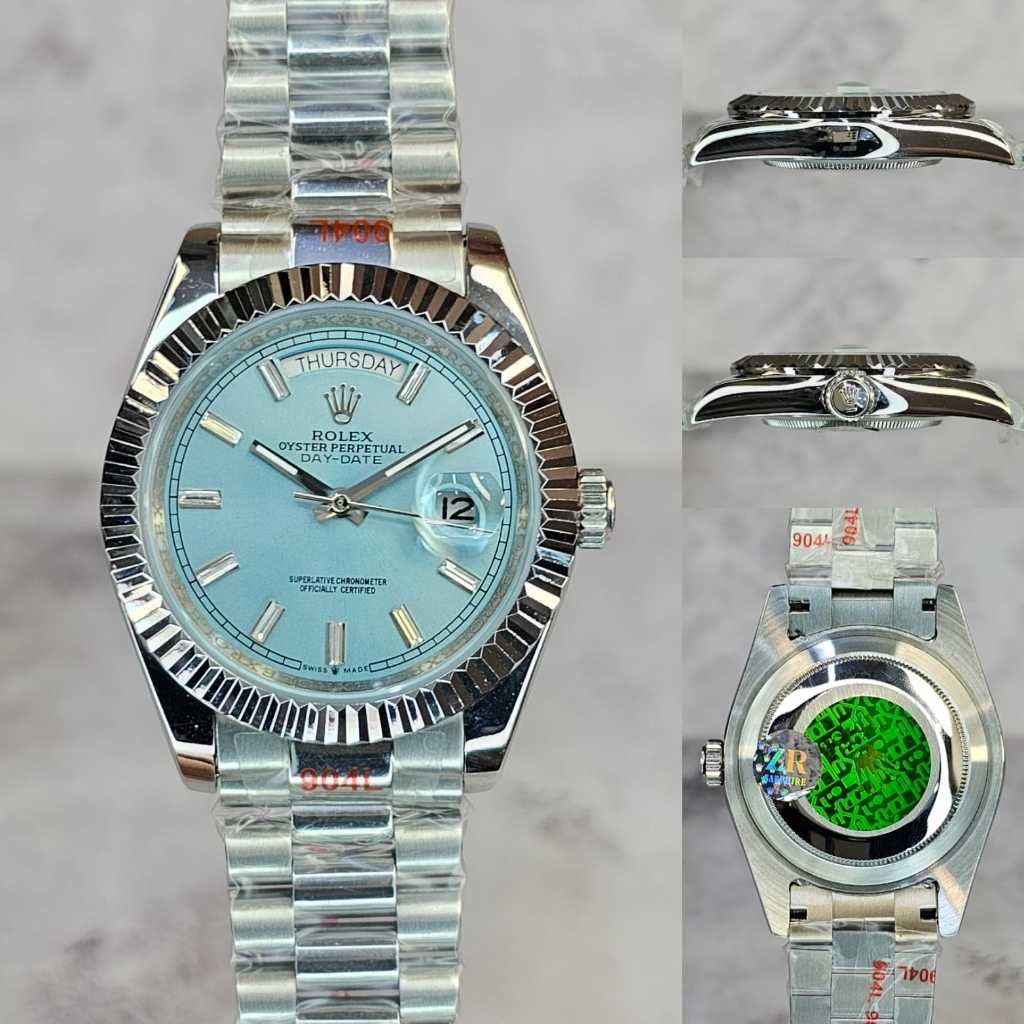 Jam Tangan Pria  Rolex Day Date Automatic IceBlue 40mm Original Clone