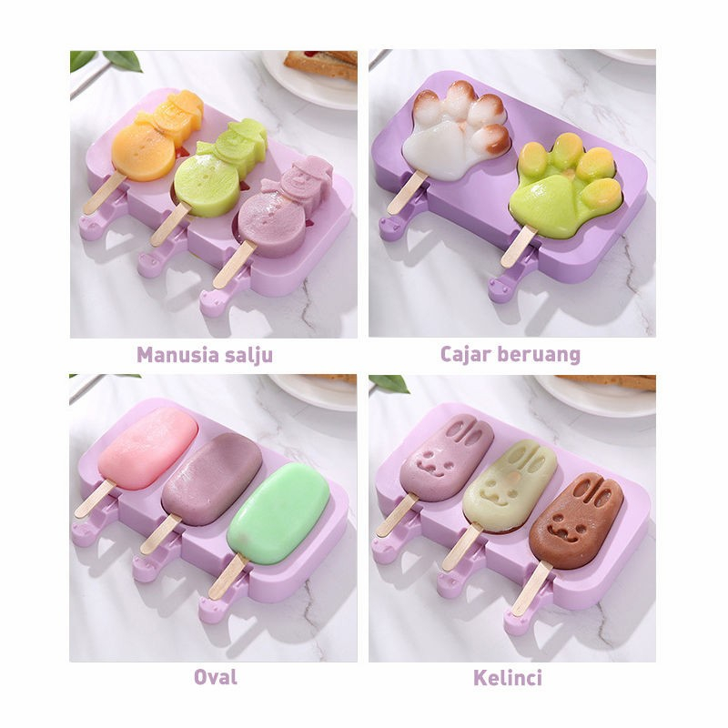 CETAKAN ES KRIM SILIKON STIK BUAH BPA FREE / CETAKAN ES LOLI AGAR-AGAR FREE STICK CETAKAN ES KRIM MURAH