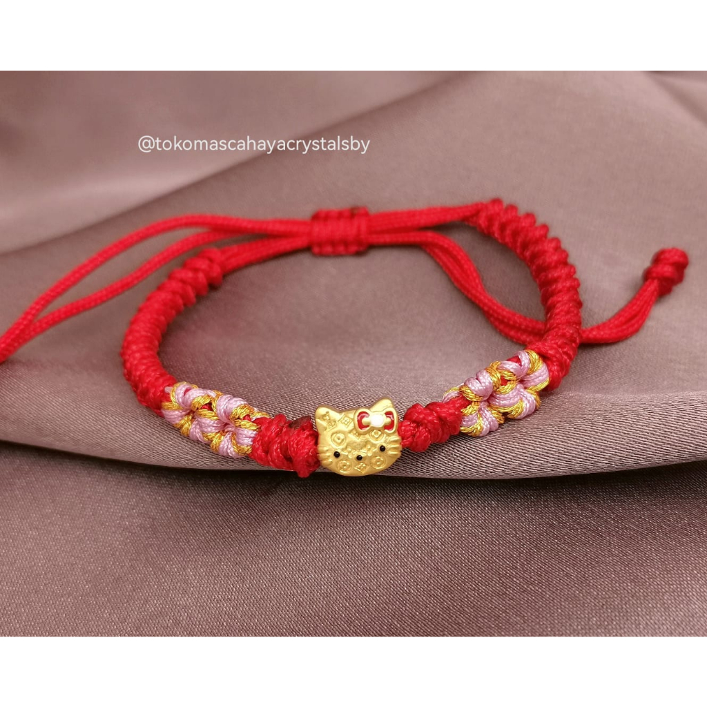 Gelang Charm Hello Kitty Emas Kadar 24k HK Hongkong 999.9% 9999 &amp; Gelang Serut