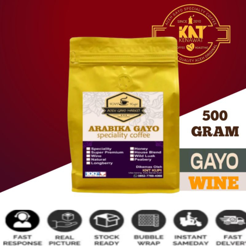 

KOPI ARABICA GAYO WINE 500gram ACEH ASLI ORIGINAL