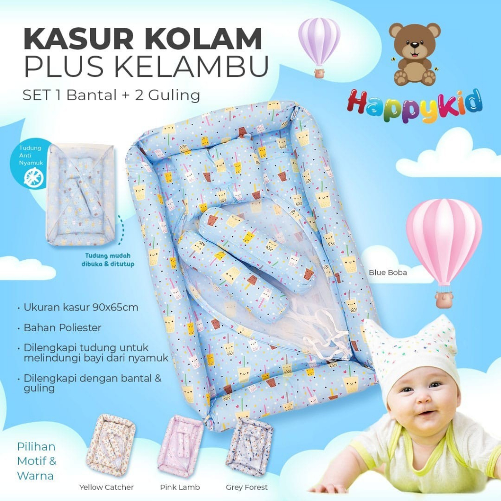 Happykid Kasur Bayi Kolam + Kelambu / Matras Kolam