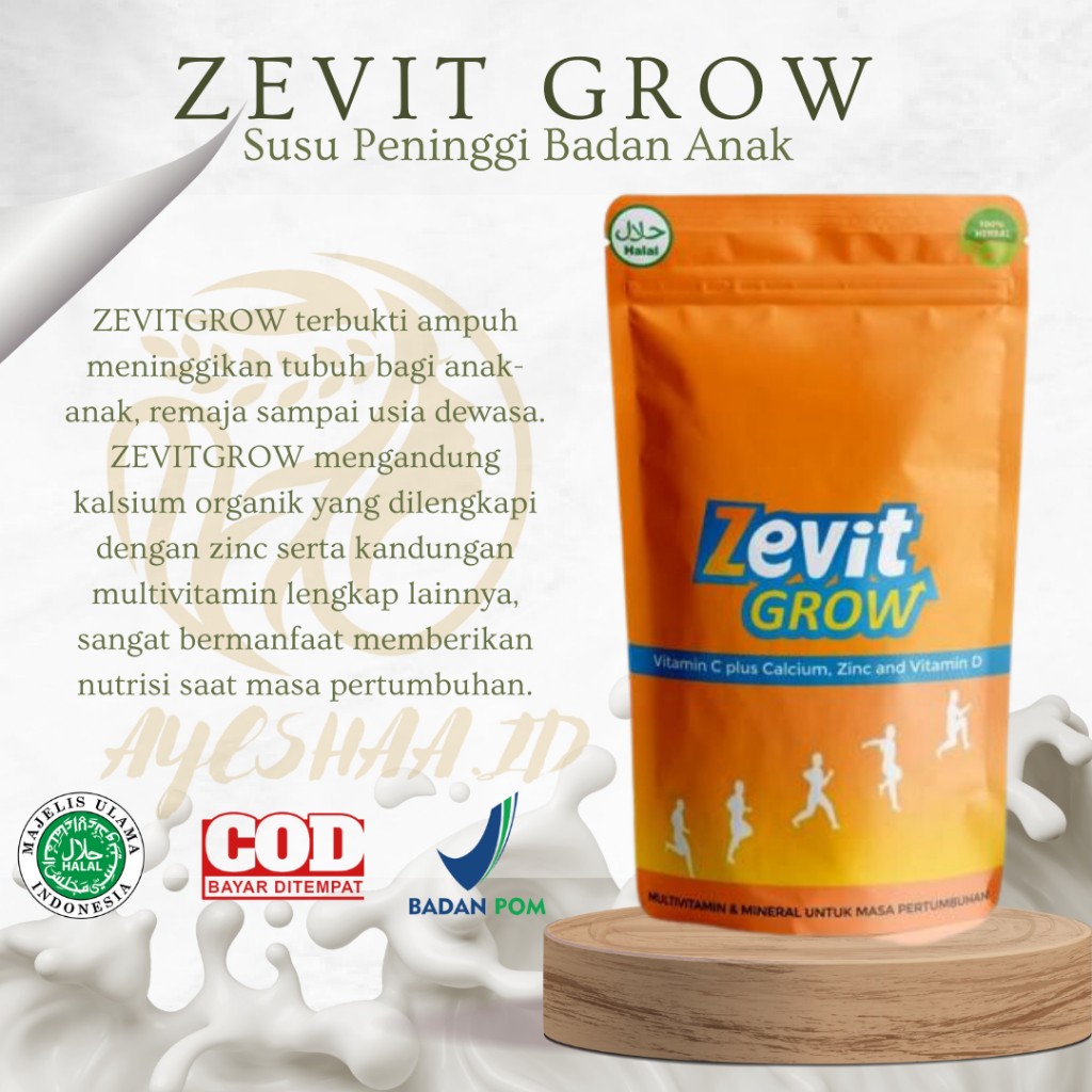 ZEVIT GROW SUSU - Peninggi Badan Original Tinggi Kalsium Penambah Tinggi Badan Susu Peninggi Badan A