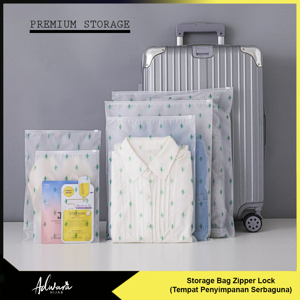 Zipper Lock Travel Storage Bag Motif / Tempat Penyimpanan Baju Serbaguna Berbagai Ukuran