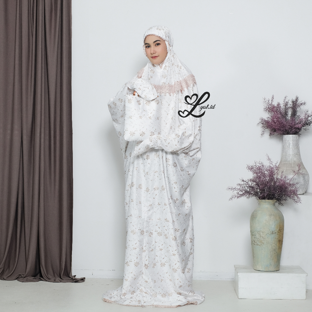 LYAL - Mukena Dewasa Terusan Sutra Milo Full Bordir Mewah