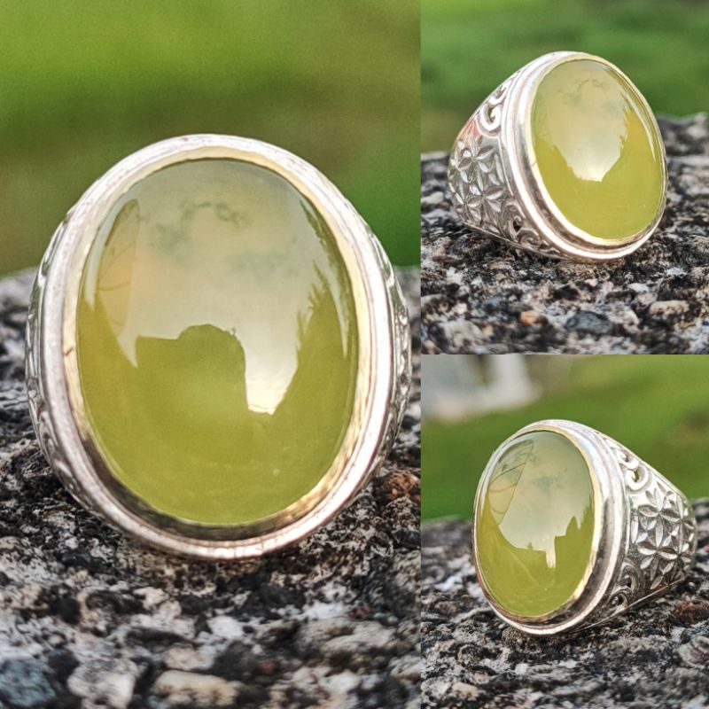 CINCIN BATU AKIK LUMUT SUNGAI DAREH PUCUK PISANG NATURAL IDOCRES KODE 02627