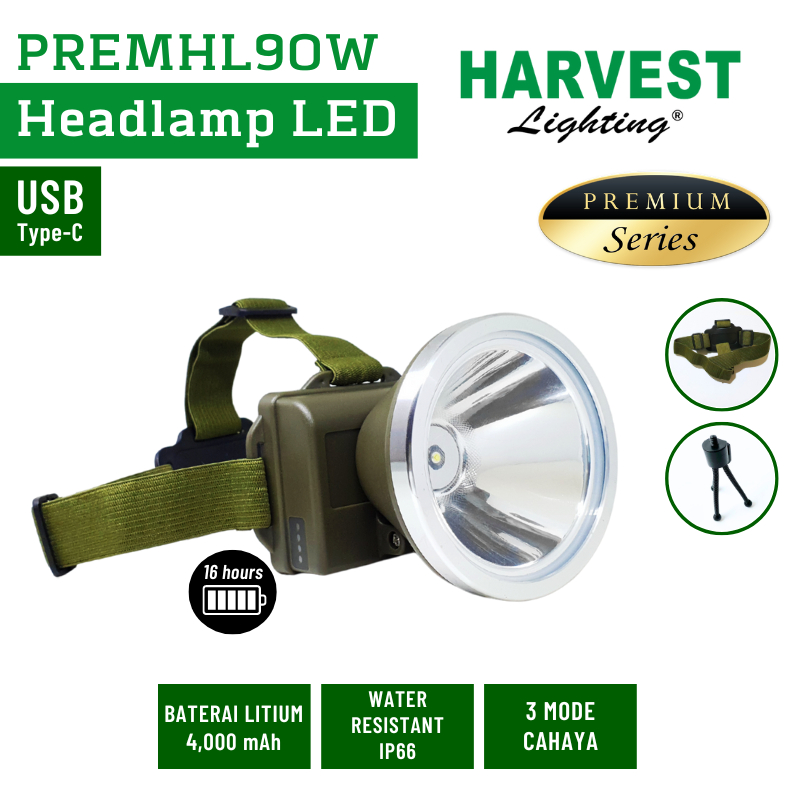 Harvest Lighting Headlamp 90W PREMIUM Senter Kepala LED Lampu Emergency Original Bergaransi