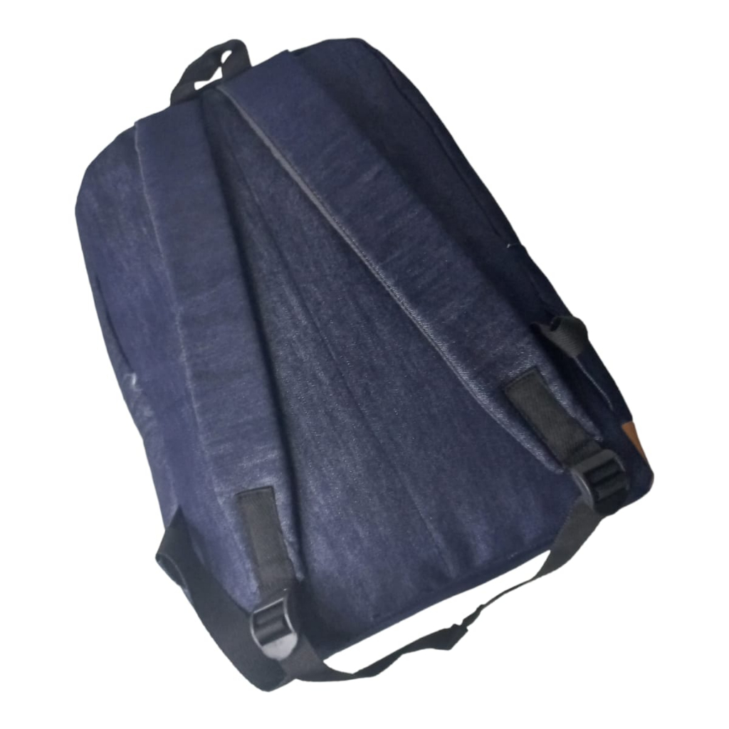 Tas Ransel Pria Distro Jeans Tas punggung cowo Tas Sekolah ransel Polos biru Besar Denim