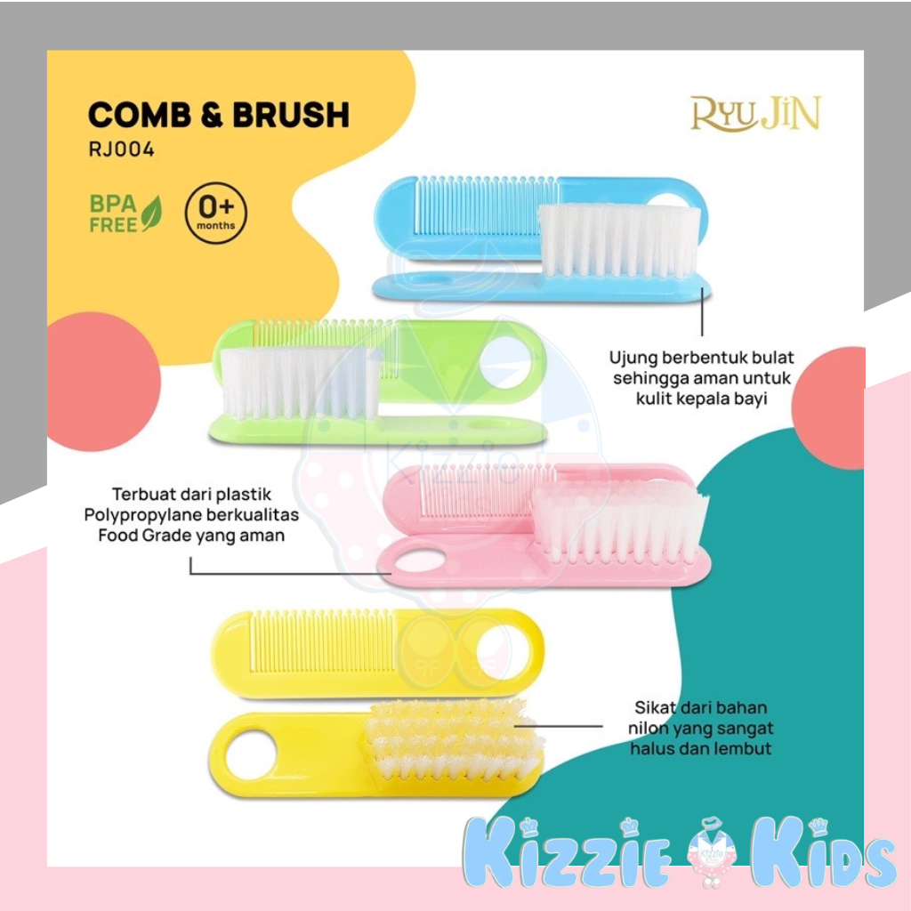 Baby Safe Brush and Comb Set/Sisir Bayi Ryu JiN/DL1014/BD195