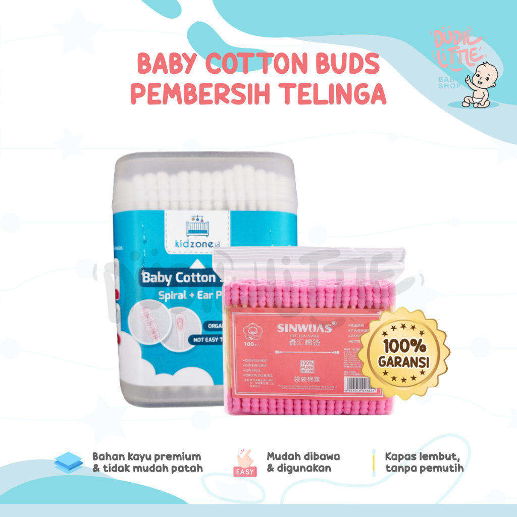 Cotton buds pembersih telinga dan hidung bayi cotton swabs berwarna penyeka sanitasi