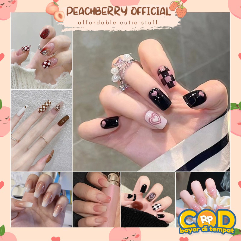 Kuku Palsu Motif Kartun 24 Pcs Fake Nail Karakter Manicure Nail Stickers Wedding Pengantin Murah Import