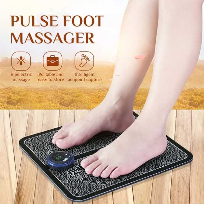 EMS PAD FOOT MASSAGER ALAT PIJAT TERAPI TELAPAK KAKI ELEKTRIK PORTABLE 8 MODE 19 LEVEL AKUPUNKTUR PENGISIAN MENINGKATKAN SIRKULASI DARAH MEREDAKAN RASA LELAH PEGAL NYERI