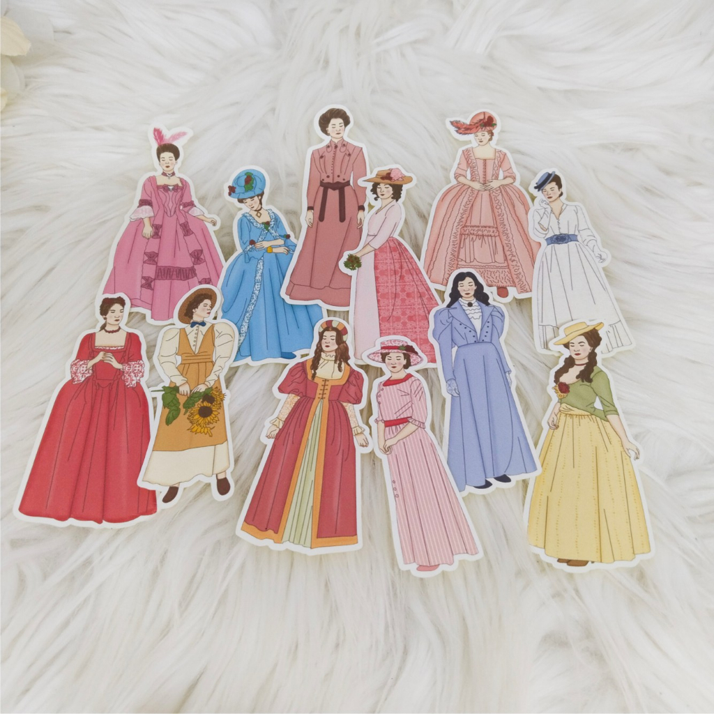 

ZIBA-A006 12pcs Die cut Stiker Woman-Georgian untuk journal/scrapbook