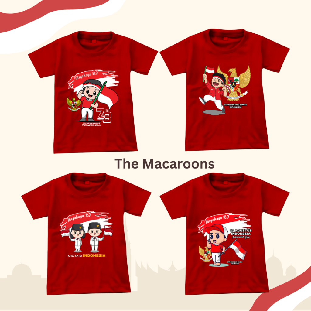 Kaos Distro Anak 17 Agustus / Baju Kemerdekaan Indonesia / Pakaian HUT Dirgahayu Bendera Merah Putih