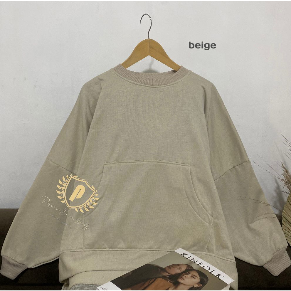 Crewneck Lengan Balon Wanita Blouse Sweater Oversize Fit To XXXL Remaja Dewasa