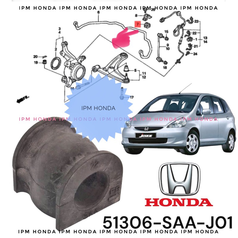 51306 SAA J01 Karet Rubber Bush Stabil Holder Stabilizer U Roti DEPAN Honda Jazz GD3 IDSI VTEC 2003 2004 2005 2006 2007 2008