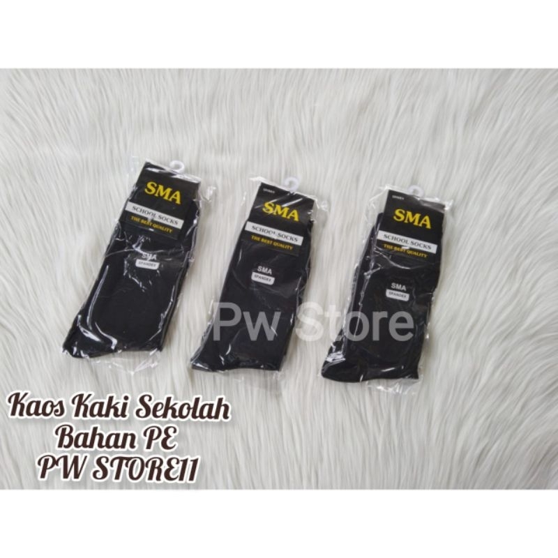 [12 Pasang] 1 Lusin Kaos Kaki Sekolah Hitam Putih SD SMP SMA Bahan Tebal GROSIR [Sekolah HP &amp; Hitam TPK PE COM KEMAS]