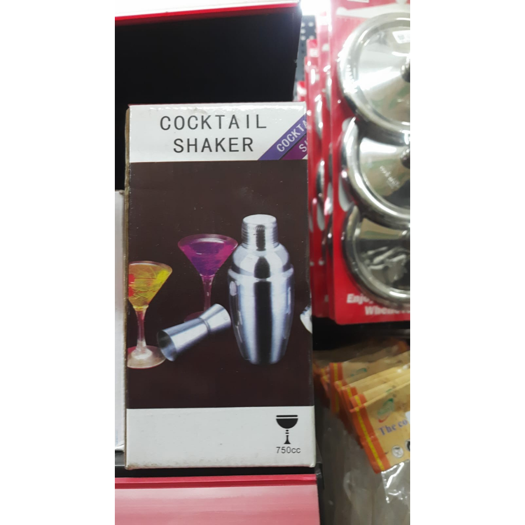 Cocktail Shaker 750 ml Stainless Steel Botol Tutup Jigger Botol Kocok