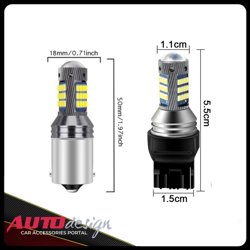 Lampu LED mobil T20 1156 BAU15S BA15S Chip 2016 - 42 Mata Lensa Cembung Super Bright