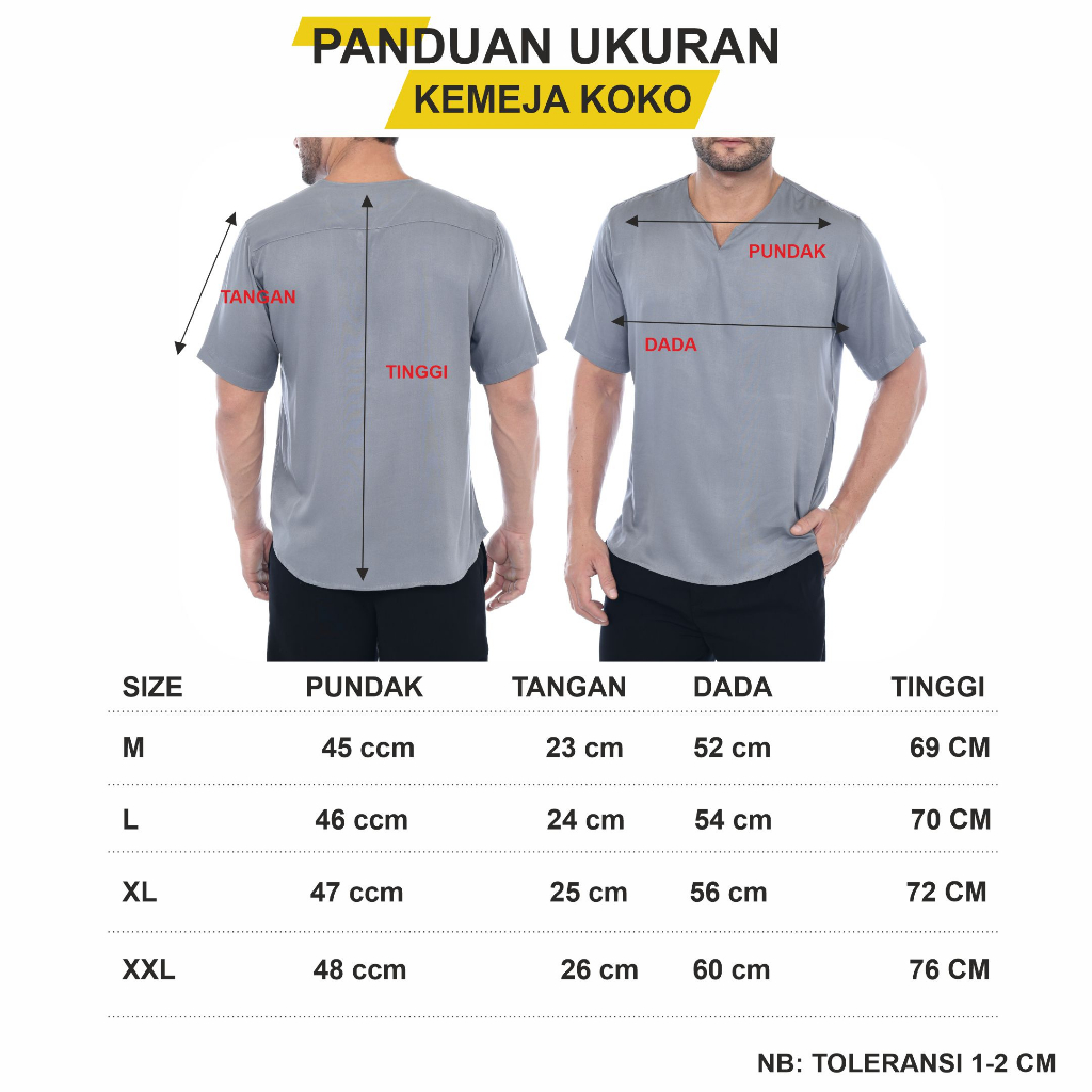 Kemeja Koko Pria Kerah V-neck Model Basic Polos Lengan Pendek Bahan Rayon Twill Premium