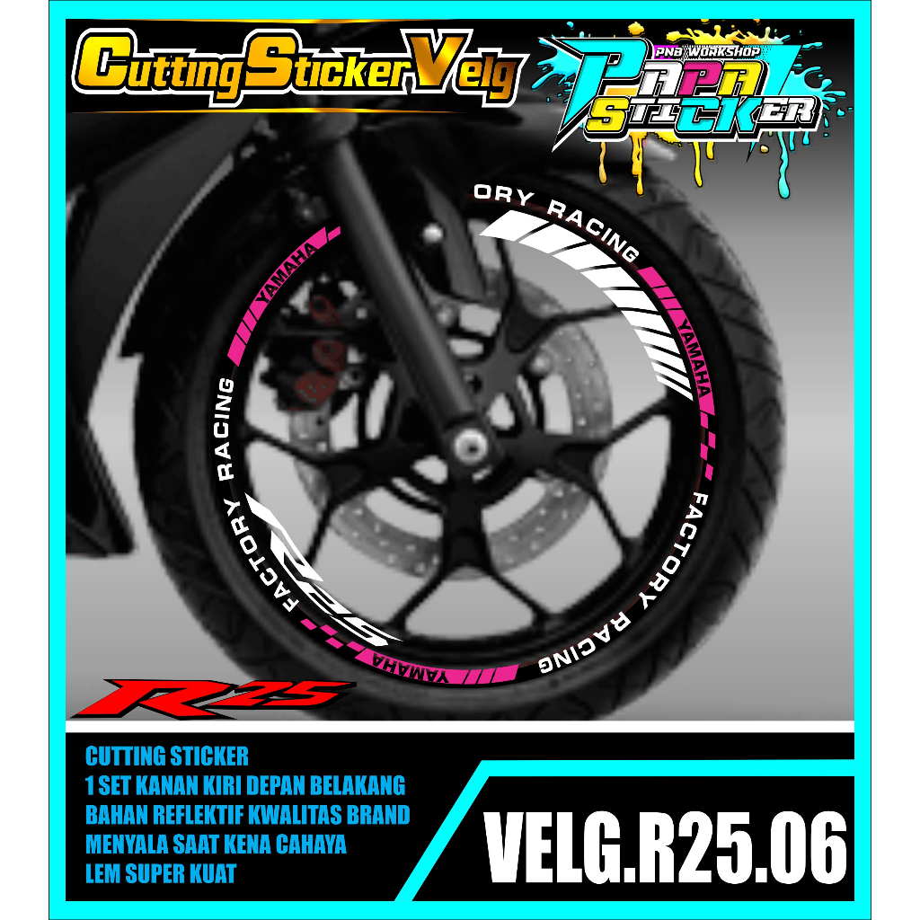 STIKER VELG R25 CUTTING STICKER VELG CUTTING VARIASI R25  LIS BAN/VELG 06