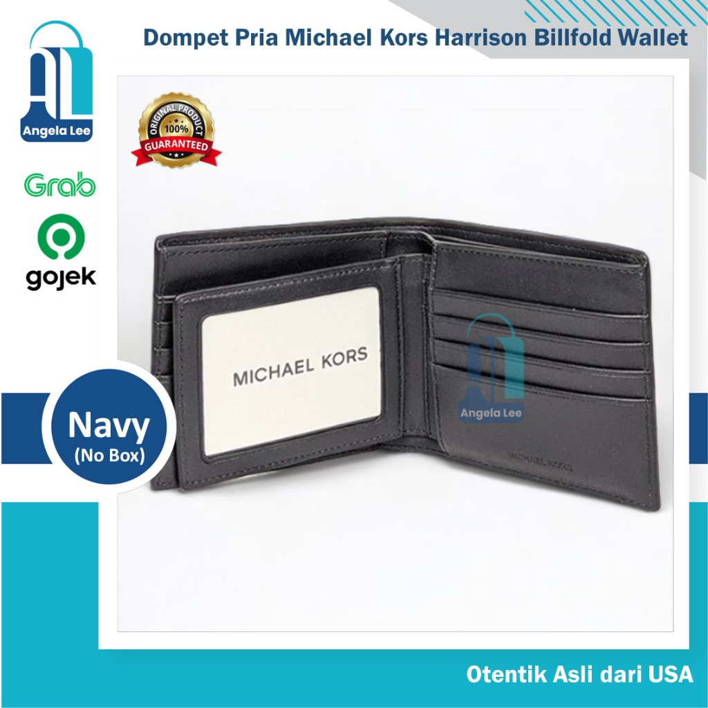 Michael Kors Men Harrison Billfold Wallet Passcase Navy Dompet Pria
