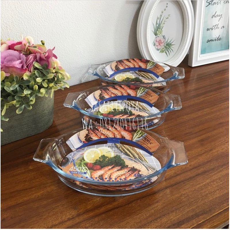 glass serving oval set 3 400ml / wadah saji formia pyrex