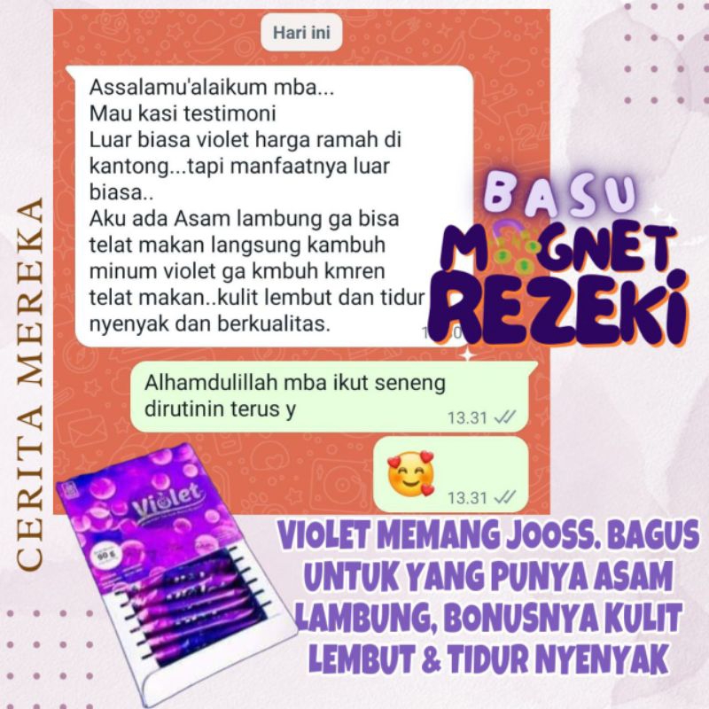 VIOLET KOLAGEN BASU 1 BOX ISI 6 SACHET - COLLAGEN GLUTATHIONE BAGUS