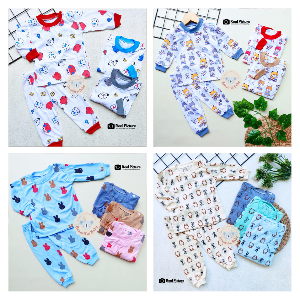 SUPER BUNDLING!! 7pcs Setelan Baju Bayi Usia 0-12 Bulan Untuk Laki-laki &amp; Perempuan / Baju Tidur Bayi Murah / Baju Harian Bayi