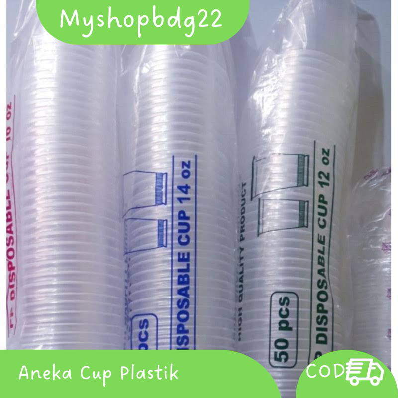 Cup Plastik Cup Kopi Cup Minuman Cup Pop Ice isi 50Pcs