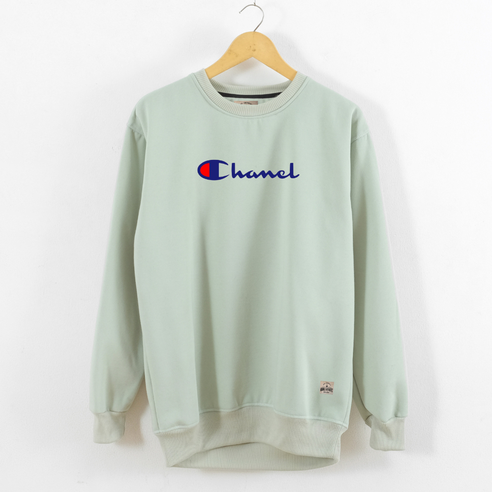 Crewneck Jumper Pria Oversize Warna Hijau Mint Suiter Kruneck Panjang Lengan Bahan Katun Tebal