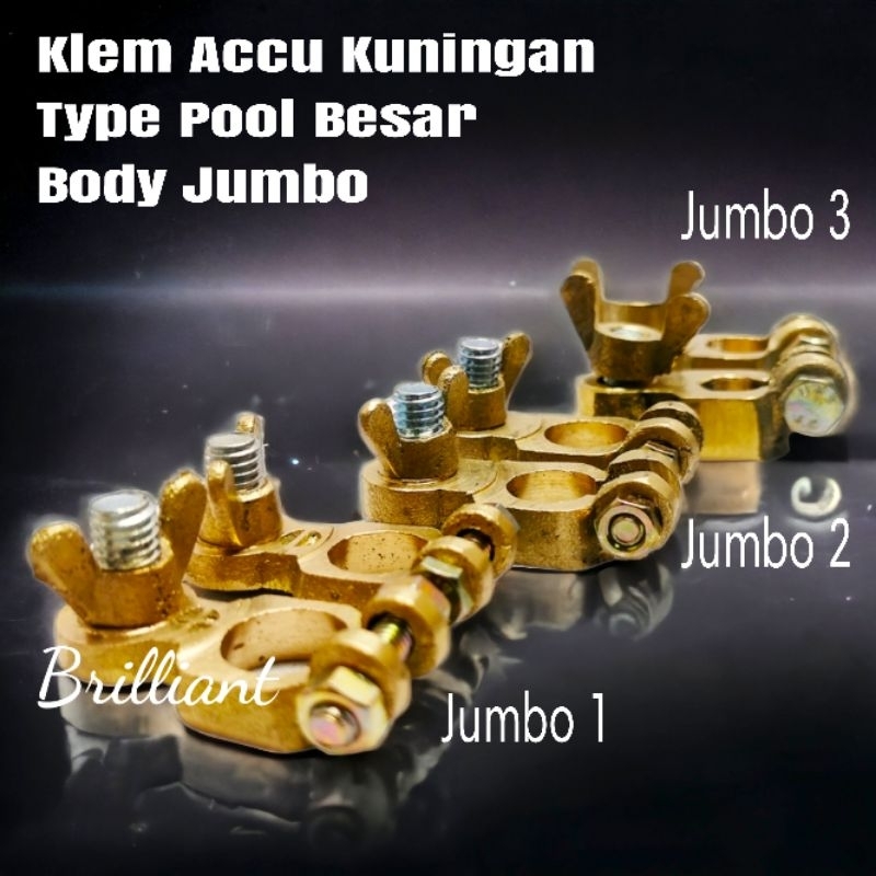 Klem Accu Aki / Kepala Aki Kuningan - Type Kepala Besar Khusus Jumbo - Harga Set