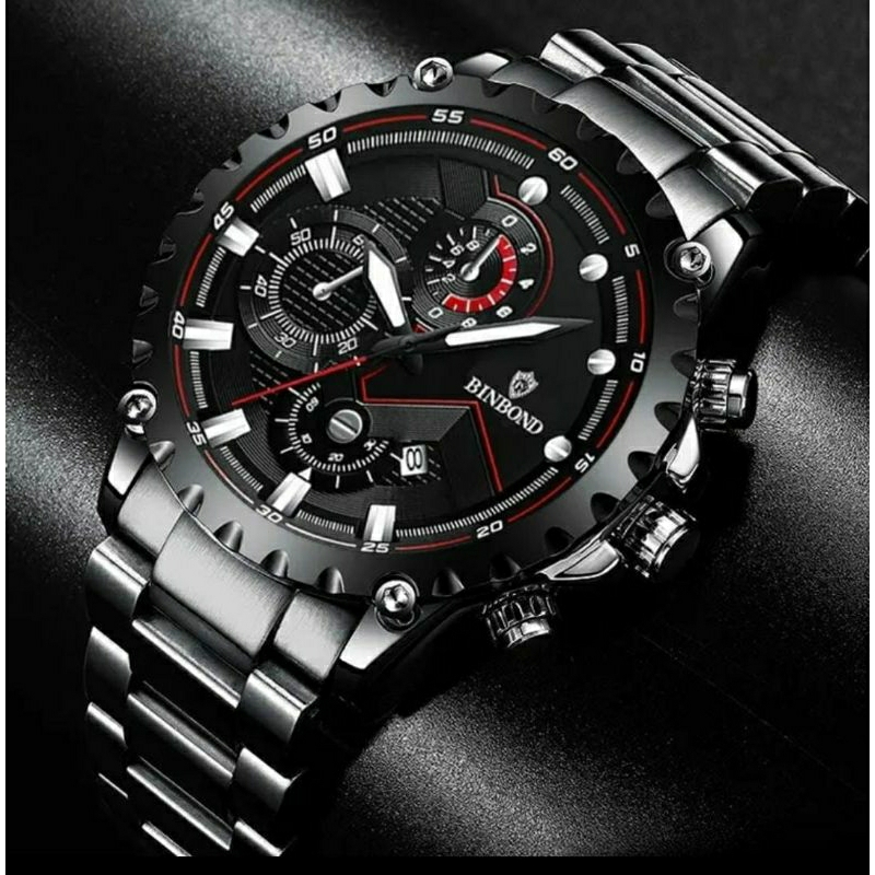 NEW SALE! Jam Tangan Bosindo All Stainliss Steel Pria Analog Kasual Tanggal Aktif