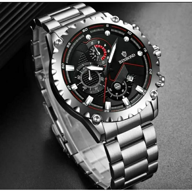 NEW SALE! Jam Tangan Bosindo All Stainliss Steel Pria Analog Kasual Tanggal Aktif