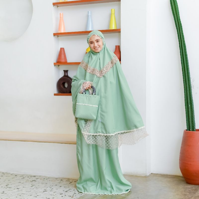 Mukena Katun Dewasa MEDINA 2 IN 1 Mukena Renda Mewah