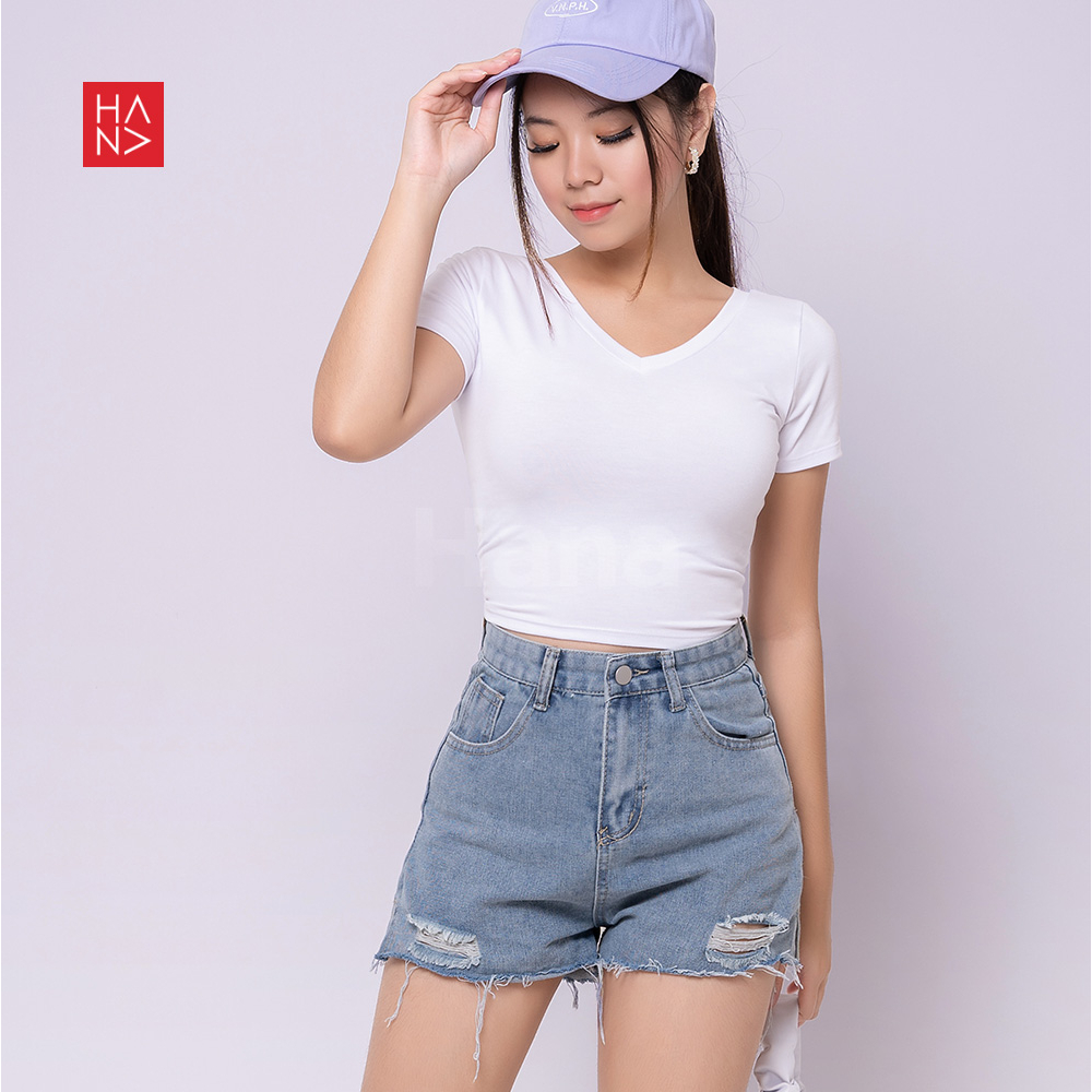 Hana Fashion - Keisha T-Shirt Crop Tee Polos Wanita - CT134